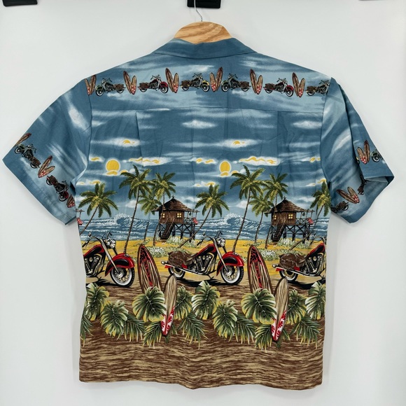 KY’S International Fashion Men’s XL Tropical Motorcycle Hawaiian Shirt - Picture 3 of 7